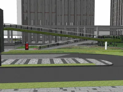 Modern commercial landscape 3D model