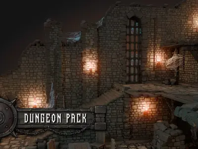 3DT Stylized Dungeon Kitbash Pack Low-poly 3D model