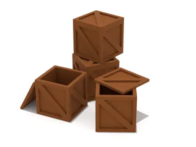Wooden Crate Low-poly 3D model 10