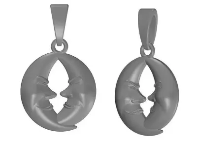 Moon Face jewelry Pendant 3D print model
