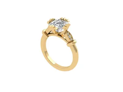 Asscher Solitair Ring 3D print model 6