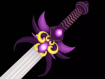 Stylized Sword LowPoly Handpainting  Free low-poly 3D model