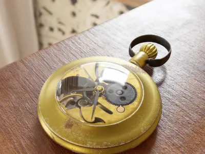 Antique bronze pocket watch 3D model