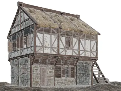 Medieval House Old 14 PBR 4K GameReady Low-poly 3D model