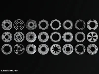 Hard Surface Kitbash Mechanical Gear 3D model