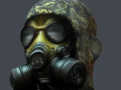 Gas mask helmet 3d model military combat Low-poly  Low-poly 3D model purchase