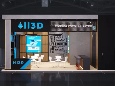 Exhibition Stand Stall 8X6 3 Side Open 3D model