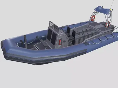 RHIB Patrol Boat Low-poly PBR Low-poly 3D model