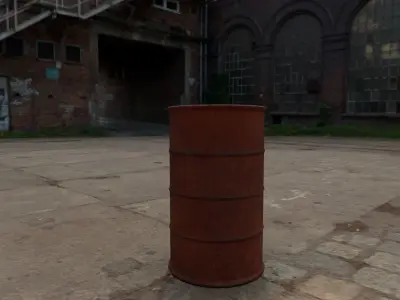 PBR Textured Low Poly Rusty Old Oil Barrel 3D Model Game Ready Free low-poly 3D model