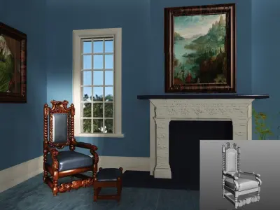 Antique Throne Chair 3D model