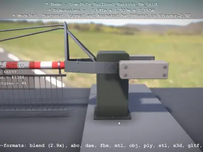 Low-Poly Railroad Barrier 8m Protective Grid Low-poly 3D model