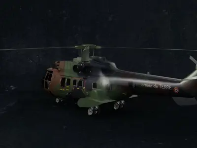 Eurocopter AS532UL Low-poly 3D model