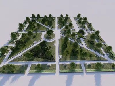public park-Private Park Landscape 3D model 8