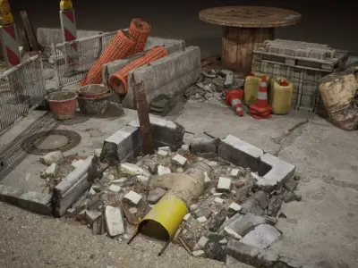 Urban Construction Props Pack UE5  Low-poly 3D model