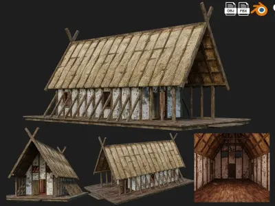 4 Old Medieval Building House 4K Tex GameReady 89 to 92 Low-poly 3D model