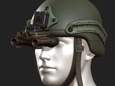 Helmet military combat soldier armor  Low-poly 3D model 2