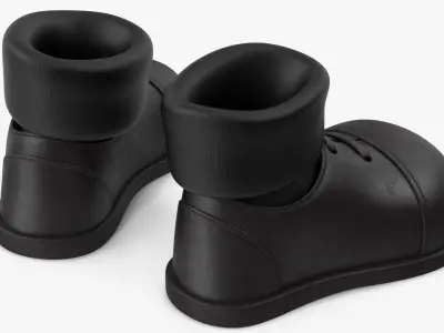 Cartoon Leather Shoes Black with Socks 3D model
