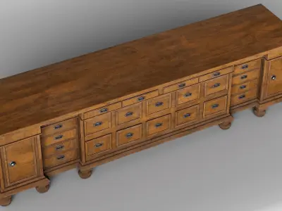 VIntage Wooden Cabinet Island 3D Model 3D model