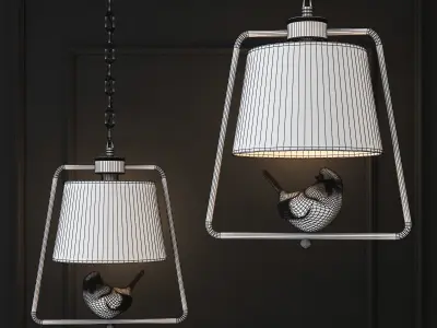 Suspended lamp provence bird pendant geometri 3D model