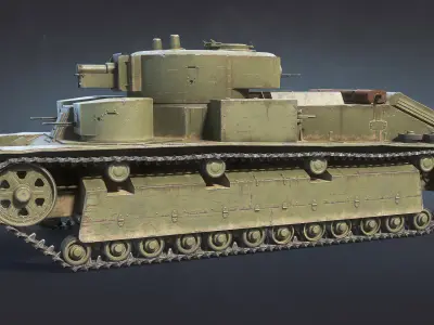 T-28 Medium Tank Low-poly 3D model