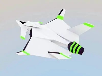 Manta ray aircraft lowpoly concept Low-poly 3D model