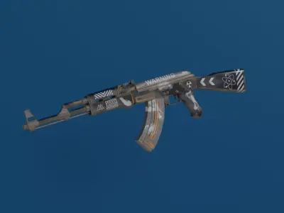 AK-47 Low Poly Game Ready Quad Topology  PBR Textures 3D model