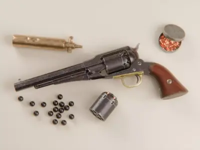 Remington 1858 New Model Army Revolver Low-poly 3D model
