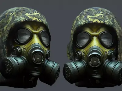 Gas mask helmet 3d model military combat Low-poly  Low-poly 3D model purchase