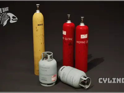 Gas Cylinder Pack Low-poly 3D model purchase