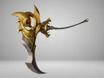 Futuristic Scythe Low-poly 3D model 9