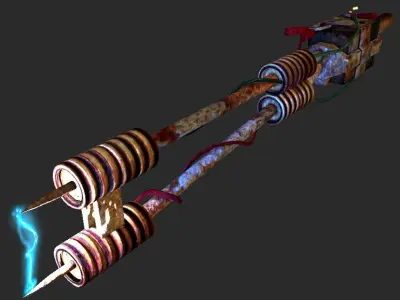 Power Spear made of junk  Low-poly 3D model