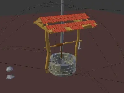  well with a wheelbarrow Low-poly 3D model