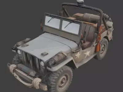 Wasteland Tactical Jeep 3d Low-poly 3D model