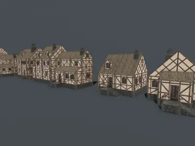 Medieval Houses PACK PBR Low-poly 3D model