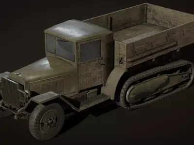 WW2 ZIS-42 military truck Gameready Free low-poly 3D model