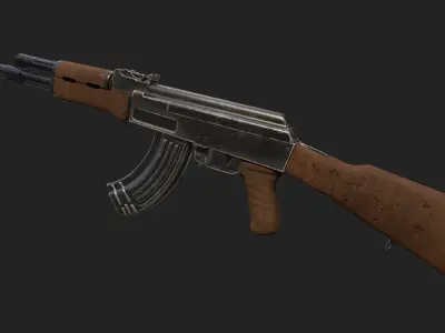 Ak 47 Low Poly  Low-poly 3D model
