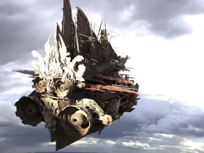 Samurai Airship Dragon Master Extended Mothership 3D model