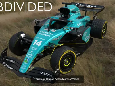 Cartoon Rigged 2023 F1 Cars 3D Model Pack purchase
