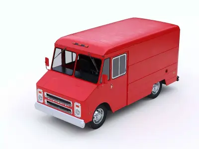 Chevrolet P30 step van  Red 1980s  Low-poly 3D model