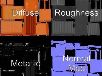 Shipping Container D Model Pack Low-poly 3D model