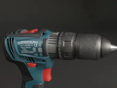 Realistic Power Tool Bosch Brushless Drill with PBR Texture Low-poly 3D model