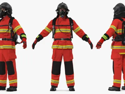 Firefighter Rescuer Rigged for Maya 
