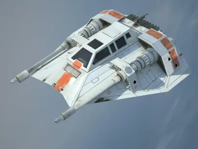 Game Ready Star Wars T-47 Airspeeder - Snowspeeder Low-poly 3D model