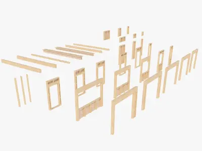 Prefab Timber Frame Wall Panels Modular Construction Kit 3D model