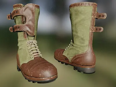 Military Jungle Boots Low-poly 3D model