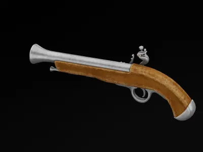 Flintlock Pistol Low-poly 3D model 3