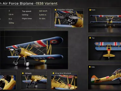 Biplane HIGH DETAILED 3D model