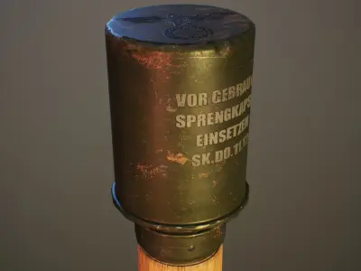 German M24 stick grenade Low-poly 3D model