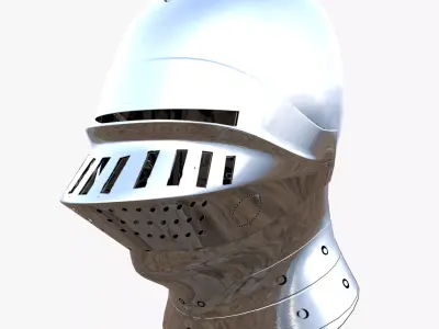 Silver Low Poly Medieval Knight Helmet PBR 4K Armor 3D Model Low-poly 3D model