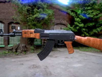 AK47 verybasic Low-poly 3D model
